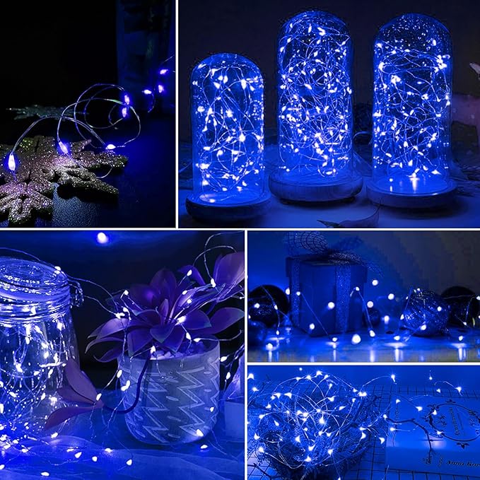 AIKEI 48 Pack LED Fairy Lights Battery Operated, Mini String Lights Waterproof 7 Feet 20 Led Firefly Starry Lamps for Wedding Party Bedroom Garden Halloween Christmas Decoration Blue