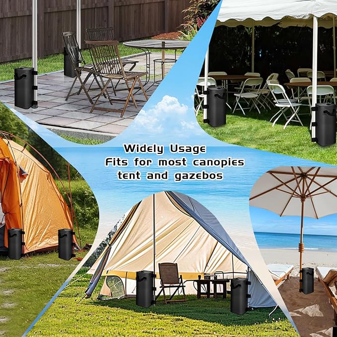 slashome 4 Pack 25 L Canopy Water Weights for Wind, 220 Lb Water Bag Weights, Heavy Duty Anti-Tip Tent Stakes Leg Weight Bags for Gazebo, Pop Up Canopy, Party Tent, Market Stall (25 L, 4)