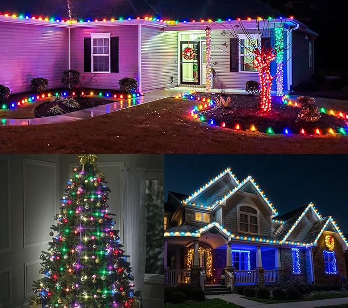 25FT C9 Light String Christmas Stringer, E17 C9 Light Sockets 12" Spacing, C9 Stringer Set Green Outdoor String Light Strand for Wedding Patio Event Lighting Decor, Green Wire