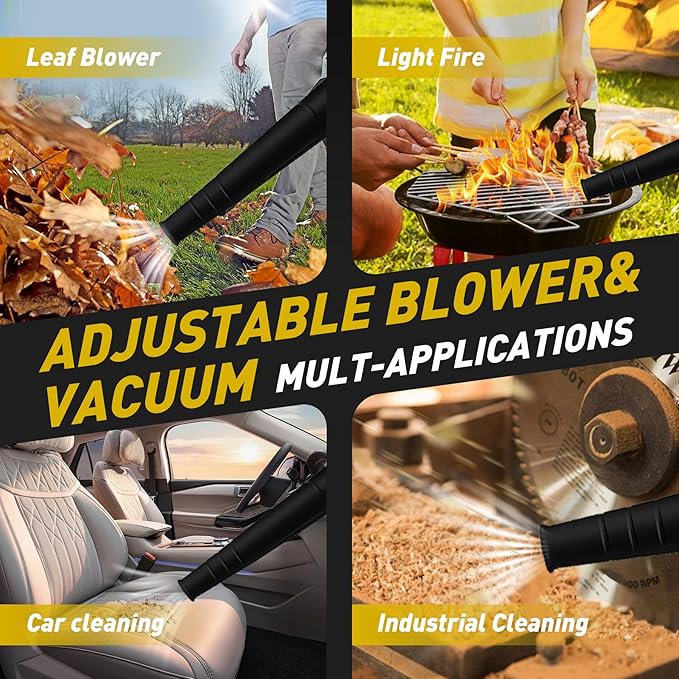 DEVONIC Leaf Blower Cordless, 21V Electric Blower with 2 Batteries and Charger for Lawn Care,Patio, Garden, House, Depot (120MPH Leaf Blower)