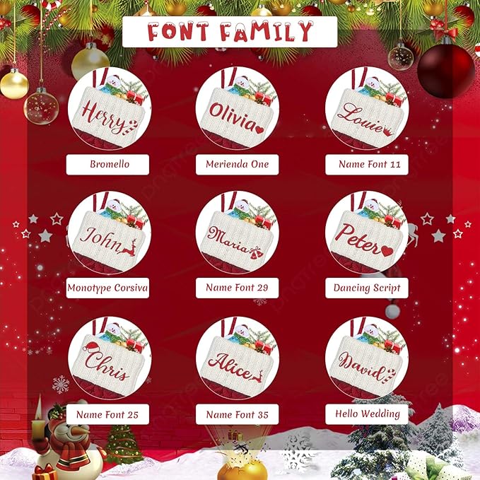 Mini Custom Christmas Stockings with Names - 6" W x 7" L Burgundy Red Personalized Christmas Stockings, Kids Family Small Knitted Xmas Stocking for Fireplace Decoration, 4 Pack