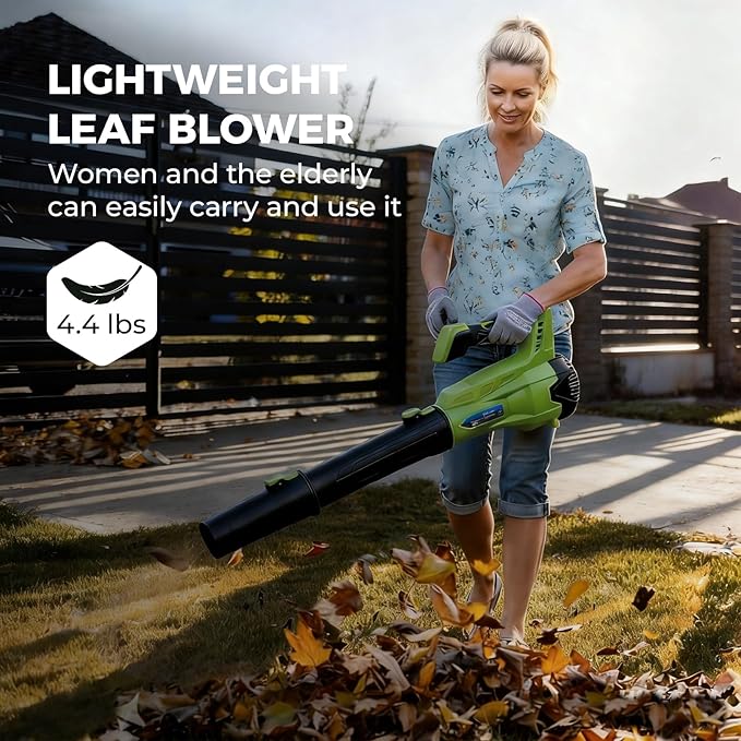 Electric Leaf Blower Cordless, 690 CFM/190 MPH Brushless Motor with 6-Speed Modes, 690 CFM Battery Leaf Blower with 2 X 2.0Ah Batteries & Charger, Lightweight, Battery Powered