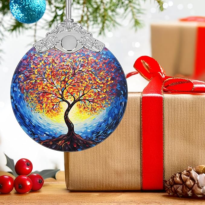 Tree of Life 2025 Christmas Ornaments - Christmas Tree Ornaments, Stained Glass Holiday Decor for Tree & Gift Exchange