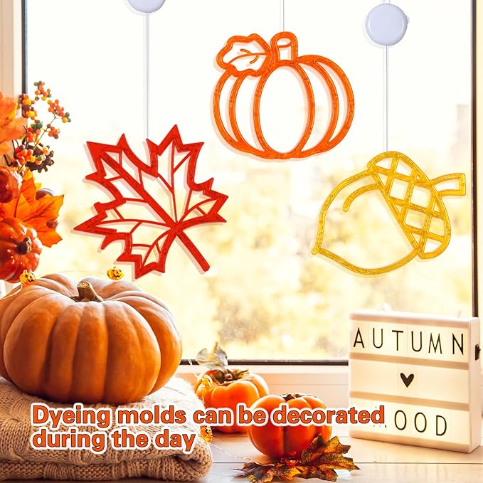 LOLStar Fall Decor Window Lights 2025 Thanksgiving Decorations Acorn Maple Leaves Pumpkin LED Lights with Suction Cups Battery Operated(Exclusive) Slow Fade Mode Timer Autumn Decorations for Home