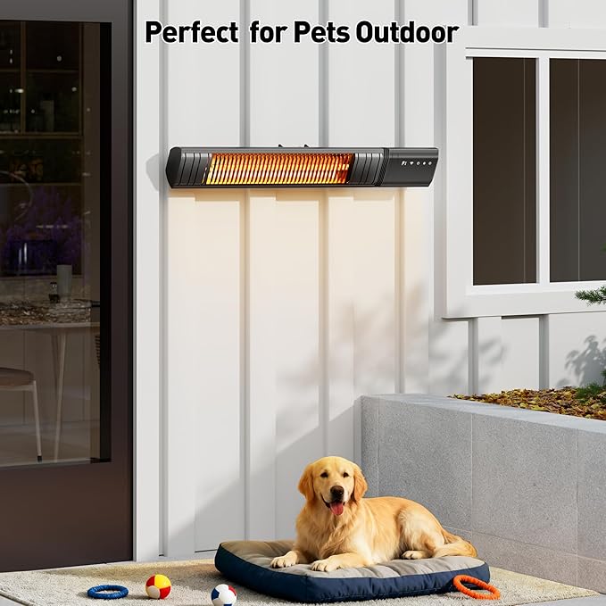 Ceiling Electric Outdoor Heater Wifi Control Wall-Mounted Hanging Patio 1500W Infrared 9 Heat Levels, 24H Timers, Carbon Fiber Tube Heating Wall Heater for Gazebo, Balcony