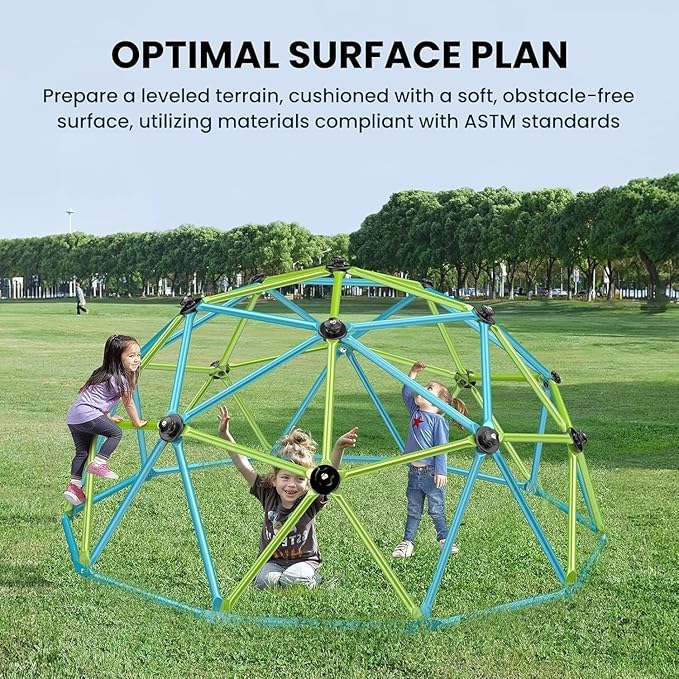 Easyego Climbing Dome, 10FT Jungle Gym with Swing for Kids 3 to 10 Outdoor Play Equipment, Supports 800lbs Toddler Play Set, Anti-Rust & Easy Assembly, Gift for Boys Girls (Green & Blue)