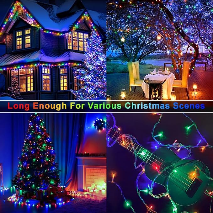 2 Pack 403 FT 1000 LED Christmas Lights Outdoor Fairy Lights Plug in Extra Long Clear Wire String Lights with Remote Timer 8 Modes for Outside House Tree Garden Wedding Party Decorations- Multicolor