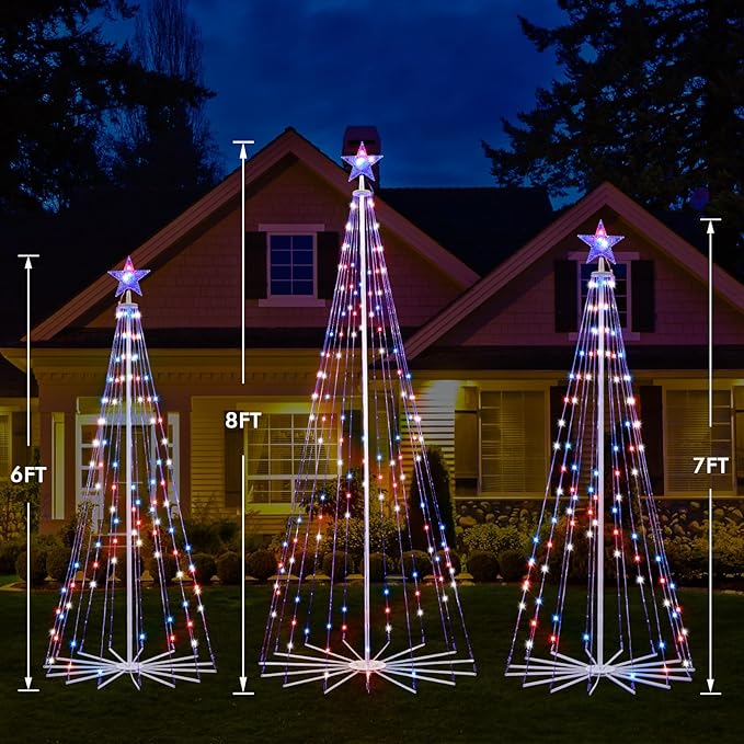 8FT Outdoor Christmas Tree, RGB Color Changing Pre-lit Smart Cone Christmas Tree with LED Lights, App & Remote Control, DIY Multi-Color Lightshow, Music Sync, Christmas New Year Decoration