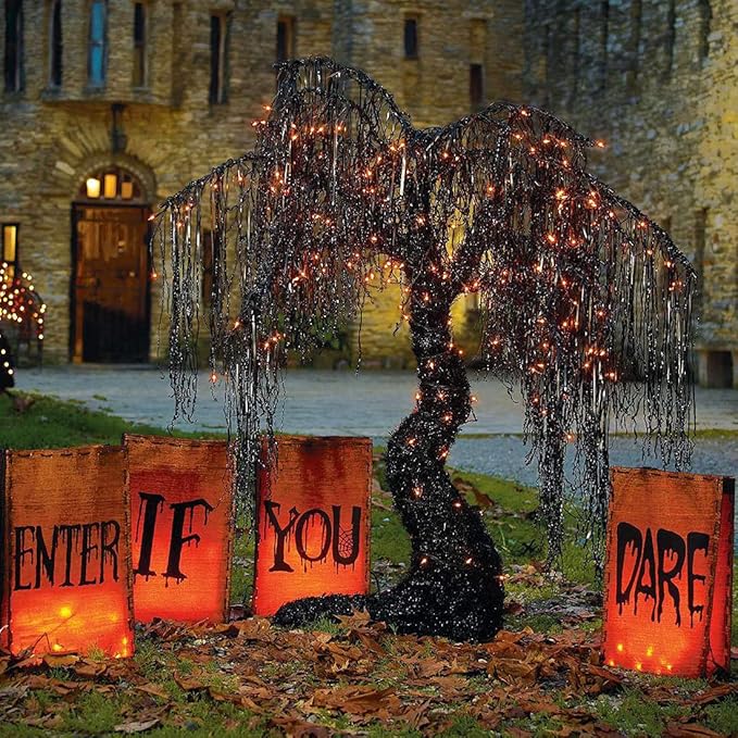 YULETIME 200 Orange String Lights with Black Wire, Pack of 2 Sets 33 ft 100 Count UL Certified Christmas String Lights (Orange)