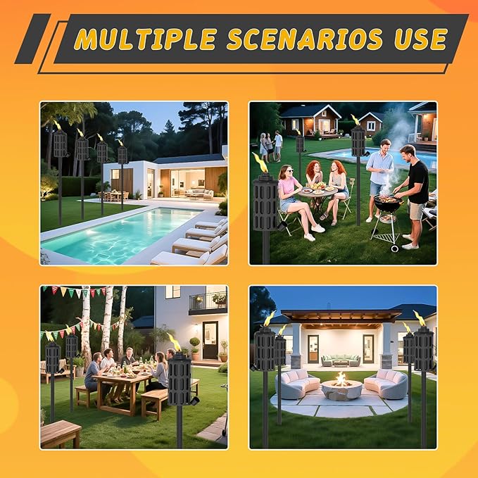 4 Pcs Citronella Torches for Outside,16oz Outdoor Metal Garden Torches,60" Garden Décor Torch with 5-Prong Grounded Stake,Flam Torch Light for Backyard Patio Pathway
