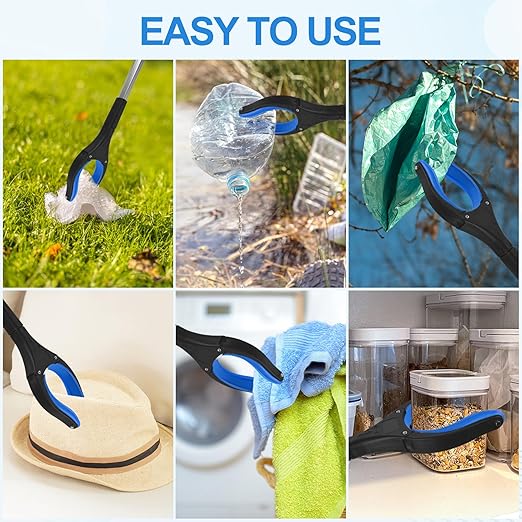 2 Pack 32 Inch Commercial Trash Grabber for Elderly Assist, Heavy Duty Lightweight Reacher with Ergonomic Handle & Non-Slip Grip, Multi-Use Outdoor Home Garden Cleanup Mobility Aid Tool
