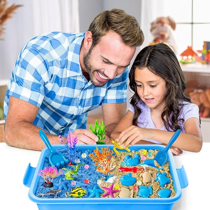Sensory Bin, Ocean Kit with Sensory Sand, Play Sand Pretend Play Beach Toy, Sandbox for Girls and Boys