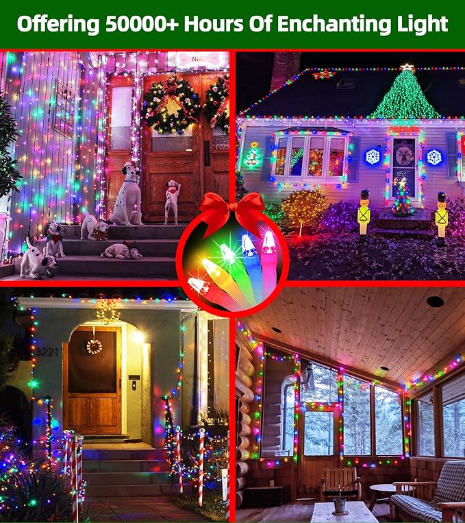 1500 LED Chrstmas Lights, 470ft Outdoor Christmas String Lights with 12 Modes, Multicolor LED String Lights with Timer Dimmable Waterproof for Tree Fence Garden Xmas Wedding Party Holiday Decorations