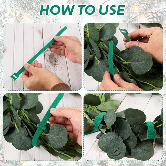 80 Pcs Christmas Garland Ties Reusable Green Nylon Garden Plant Cable Straps Adjustable Banister Ties for Christmas Tree Wreath Garland Wrapping Door Stairway Railings Decoration (80, 12 Inch)