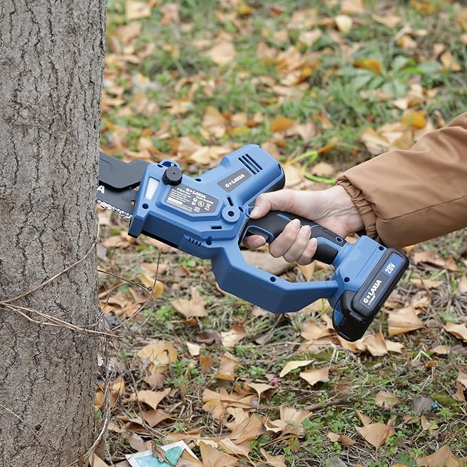 Battery Chainsaw 8 Inch with 2 batteries, Handheld Chain Saw Pruning Shears Chainsaw for Tree Branches, Courtyard