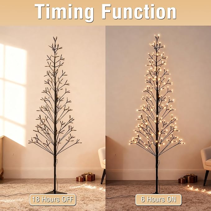 Lomotech Chritsmas Tree Lights - 216 Leds 5Ft Artificial Christmas Tree with Timer, Includes 27 Leds Twinkle Lights for Holiday, Wedding, Party, Christmas Decorations (Warm White)
