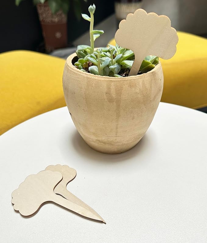 100 Pcs Wood Plant Labels, Natural Wooden Plant Marker Garden Sign Tags, Cloud Type Garden Markers for Succulents, Herbs, Seedlings, Potted, Flowers, Vegetables (Cloud)