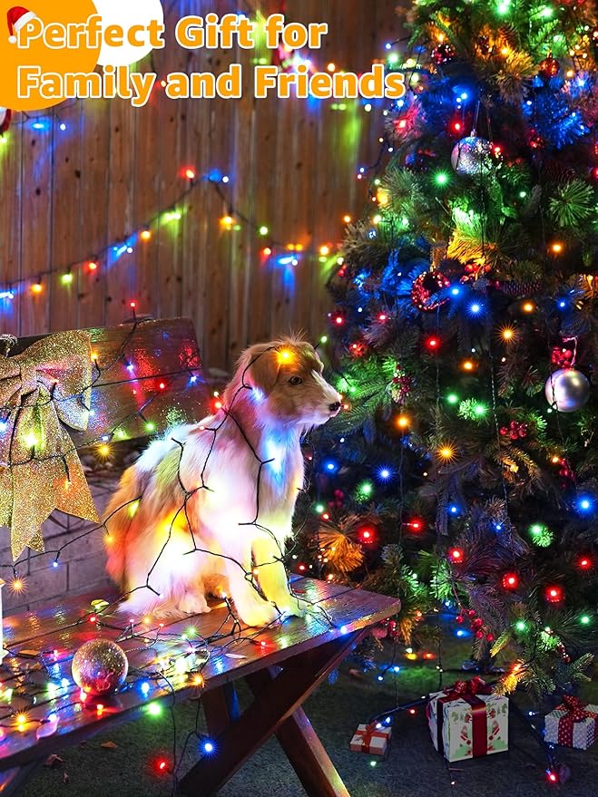 500 LED 164 FT Christmas Lights, Waterproof Outdoor String Lights with Remote and Timer, Christmas Tree Lights with 8 Modes Dimmable, Fairy Lights for Holiday Decor (Multicolor)