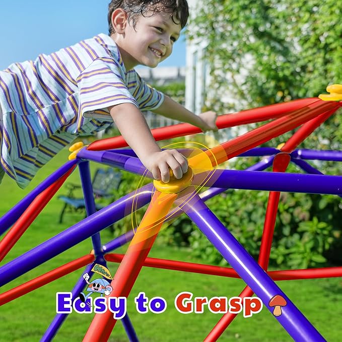 Zupapa New Upgraded Outdoor Geometric Dome Climber with Tent, 1000LBS Weight Capability, 3D Assembly Video, Suitable for 1-6 Kids Climbing Frame (Purple+Orange, 10FT)