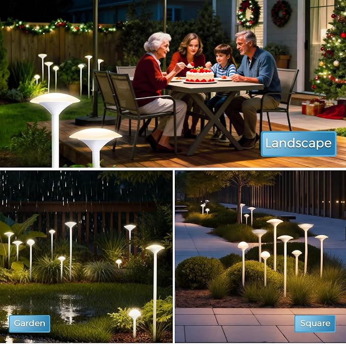 Gardencoin Outdoor Garden Decorations Light, Unique LED Landscape Lighting Decor Waterproof, Mushroom Light Wired with Transformer for Yard, Patio, Lawn, Path, Set of 8