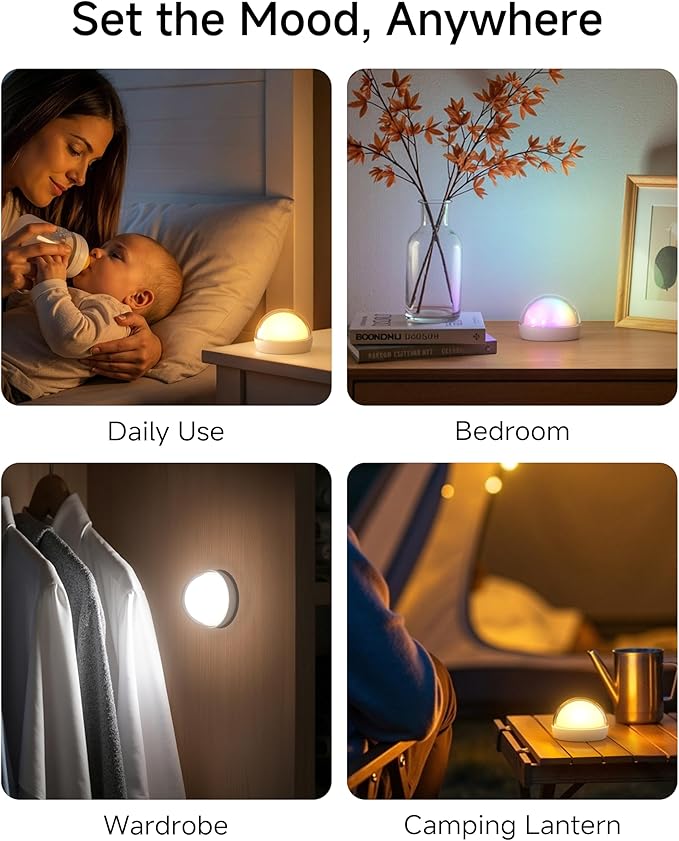 ZEEHOO Night Light, Portable Wireless Rechargeable Egg Lamp for Nursery & Bedroom, 2000mAh Dimmable Bedside LED Night Light (8 Colors, 4 Modes), Soft Eye-Caring Ambient Lamp for Kids, Toddler, Gift