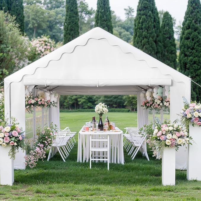 Sophia & William Party Tent 13x26 ft, Heavy Duty, Waterproof, White with Sidewalls for Backyard Parties, Outdoor Activities, Weddings, Camping