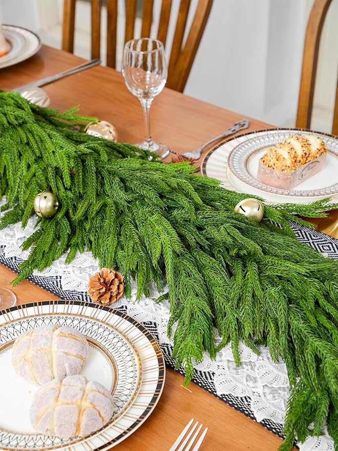 72" Extra Full Norfolk Pine Garland Realistic Christmas Garland Cedar Garland for Mantle Stairs Table Wall Fireplace Indoor Outdoor Xmas Christmas Decor Decorations