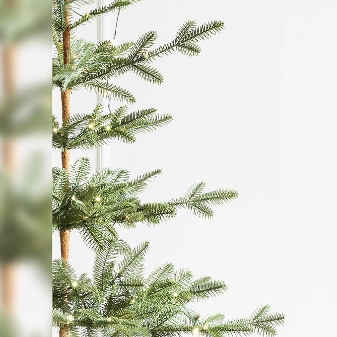 Balsam Hill 7.5ft Pre-Lit Alpine Balsam Fir - Sparse Artificial Christmas Tree with 450 Clear LED Fairy Lights, Pre-Fluffed Memory Wire Branches & Easy Plug Technology for Grand Spaces