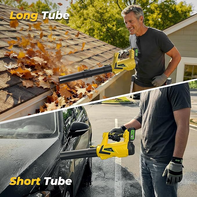 Leaf Blower Cordless, 5-Speed Leaf Blowers with 2 x 4.0Ah Batteries and Turbo Mode, Lightweight Grass Blower Snow Blowers for Lawn Care, Patio, Yard, Blows Leaves, Snow and Dust