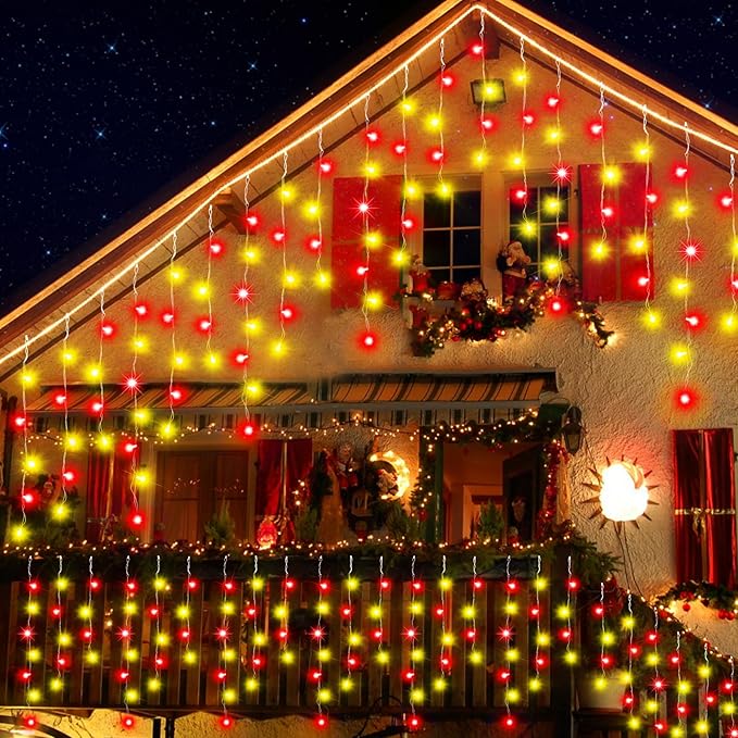 164FT Christmas Lights Outdoor, 1600 LED Outdoor String Lights Waterproof Plug in with 8 Modes & Timer, Christmas String Lights for Tree Party, Garden, Holiday Decorations(Red+Warm White)
