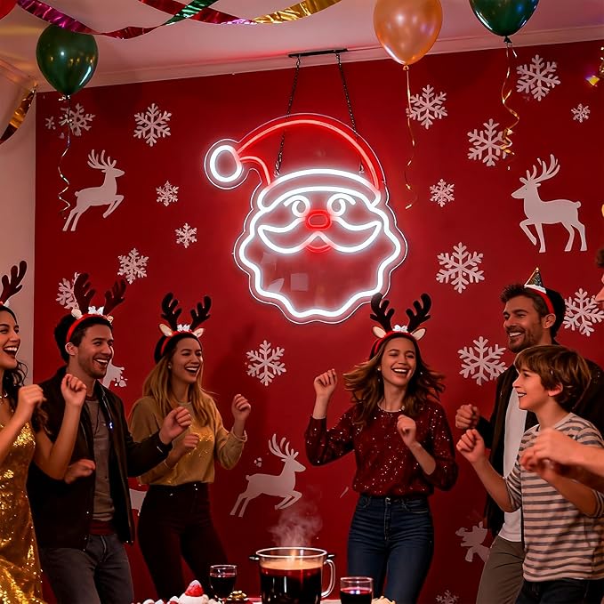 Christmas Home Decor Santa Claus Neon Sign Led Neon Christmas Lights Ornaments Tree Decorations Outdoor Neon Signs for Wall Decor USB Powered Led Neon Signs for Room Decoration