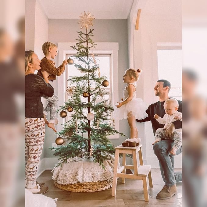 Balsam Hill 6.5ft Pre-Lit Alpine Balsam Fir - Sparse Artificial Christmas Tree with 400 Clear LED Fairy Lights, Pre-Fluffed Memory Wire Branches & Easy Plug Technology for Elegant Spaces