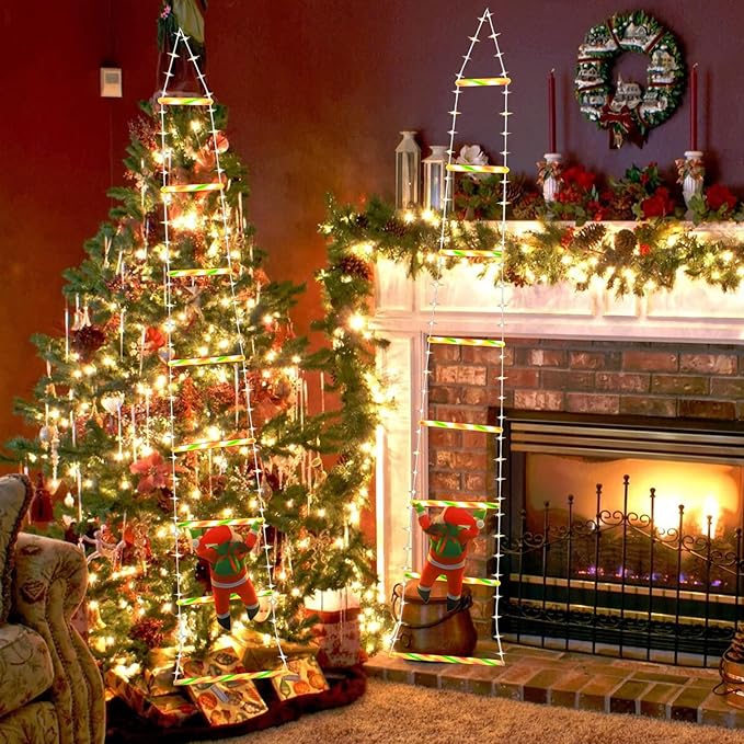 5.5ft Santa Climb LED Hanging Lights Christmas Decorations Outdoor Lights Waterproof Eave Decorative Light Strings