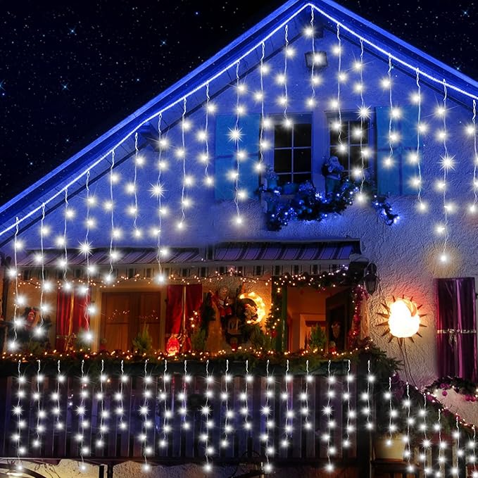 33FT Christmas Lights Outdoor, 400 LED Outdoor String Lights Waterproof Plug in with 8 Modes & Timer, Christmas String Lights for Tree Party, Garden, Holiday Decorations(Cool White)