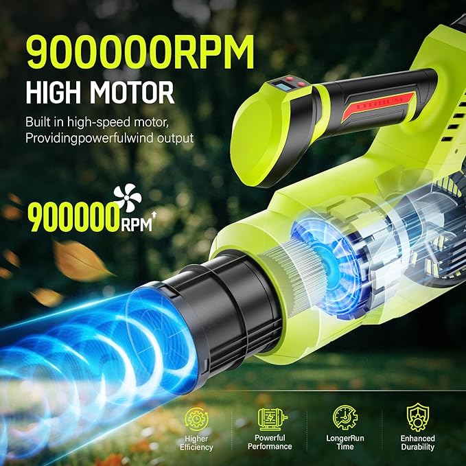 Leaf Blower Cordless, Upgraded 650 CFM 280 MPH, 21V Electric Cordless Leaf Blower with 2 x 4.0Ah Batteries and Charger, Battery Powered for Lawn, Yard and Patio