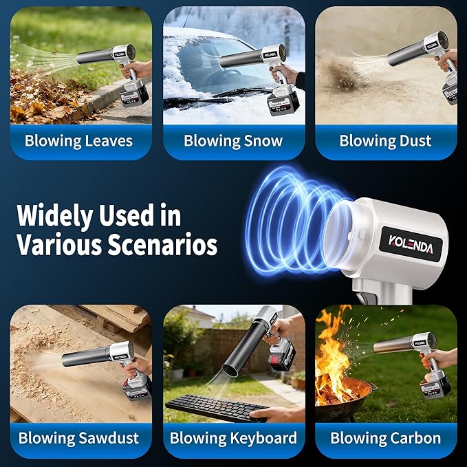 Handheld Cordless Lightweight Powerful Car Dryer Air Blower with 1800G & 335MPH Powerful, Air Duster Electric Leaf Blower Cleaning Dryer Turbo for Patio Cleaning, Lawn Care and Car Drying