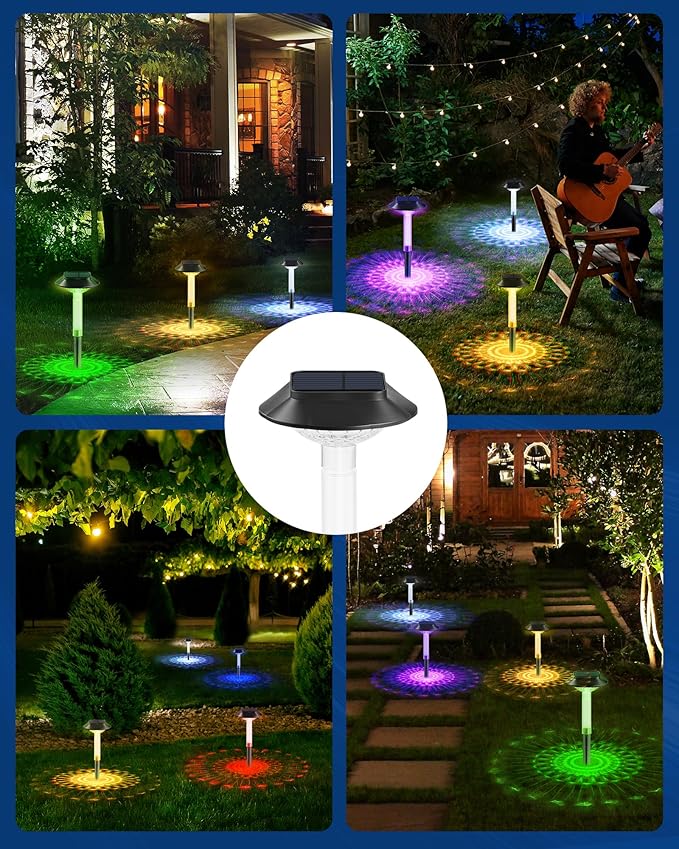 ALEPOD Color Changing Solar Pathway Lights - 10 Pack IP68 Waterproof with 7 RGB Modes for Halloween & Christmas Yard, Garden, Walkway, Pathway, Backyard, Lawn Decoration