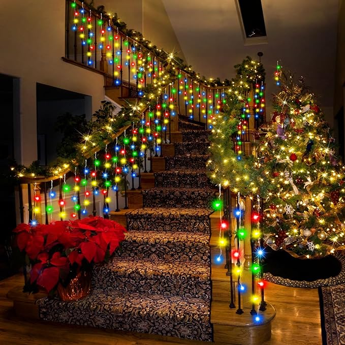 52FT Christmas Lights Outdoor, 512 LED Outdoor String Lights Waterproof Plug in with 8 Modes & Timer, Christmas String Lights for Tree Party, Garden, Holiday Decorations(Multicolor)