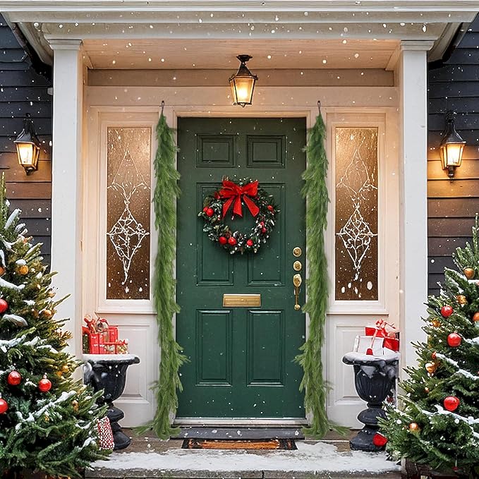 Norfolk Pine Christmas Garland - Real Touch Pine Garland, Green Artificial Greenery Garland for Holiday, Fireplace, Mantle, Window, Stairs, Indoor, Outdoor Décor (180cm - Standard)