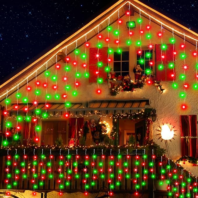 53FT Christmas Lights Outdoor, 486 LED Outdoor String Lights Waterproof Plug in with 8 Modes & Timer, Christmas String Lights for Tree Party, Garden, Holiday Decorations(Red+Green)