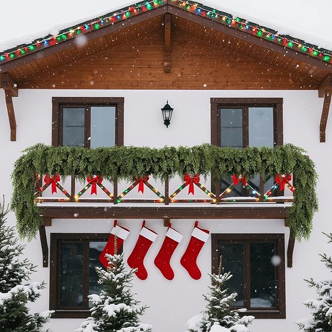 6 FT Christmas Cedar Garland, Artificial Realistic Faux Greenery Pine Garland - Soft Bendable, Lifelike Christmas Decorations for Table, Mantle, Wall, Indoor Outdoor Holiday Party (1 Pcs)