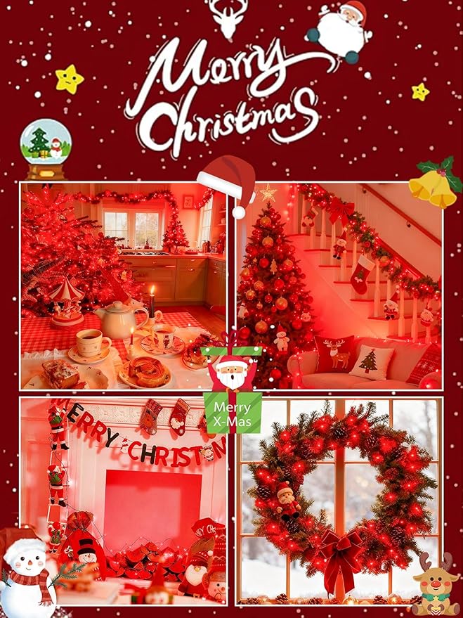 Voice Control Connectable 2PK 164FT 400LED Christmas String Lights Indoor Outdoor with Remote | Smart Twinkle Fairy String Lights 12 Modes & Timer for Xmas Tree Decor (Red)