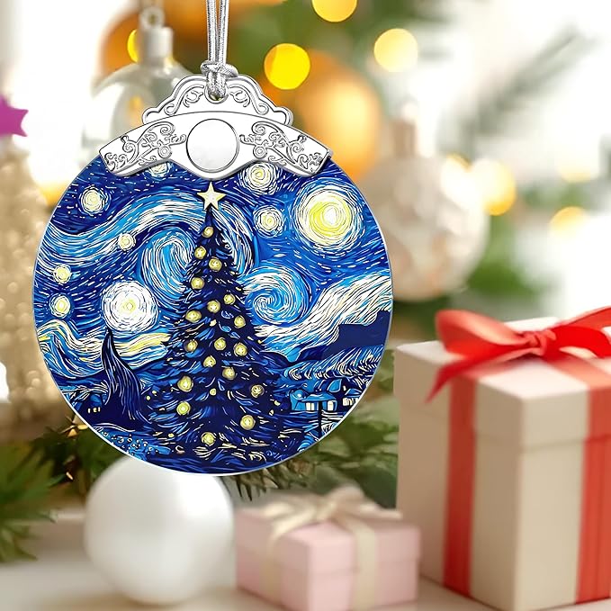 Christmas Ornament, Starry Night Christmas Tree Ornament, Starry Night Stained Glass Ornament, Van Goghs Keepsake, Holiday Decor, Xmas Stocking Stuffers, Gift Idea, Gifts for Friend and Family