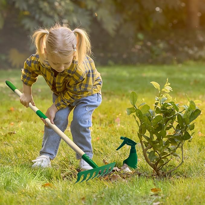 Kids Gardening Tools Set,8Pcs Wheelbarrow Set for Kids with Shovel, Rake, Leaf Rake,Summer Outdoor Backyard Farm Digging Weed Toys Beach, Sand, Garden Play Set Birthday Gift for Boys Girls