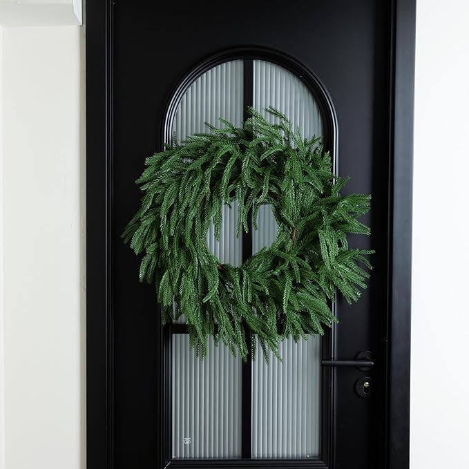 9FT Norfolk Pine Garland Realistic - Thick Deluxe Faux Christmas Greenery Garland Artificial Green Winter Pine Garlands for Mantle Staircase Table Indoor Outdoor Xmas Holiday Decoration