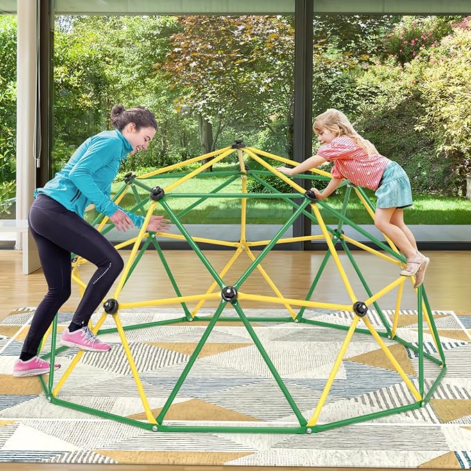 Climbing Dome, 10FT Climber with Hammock & Swing, Jungle Gym Backyard for Kids, 2025 Upgraded Model Indoor Outdoor Toddler Play Equipment, Easy Assembly, Safety Certified