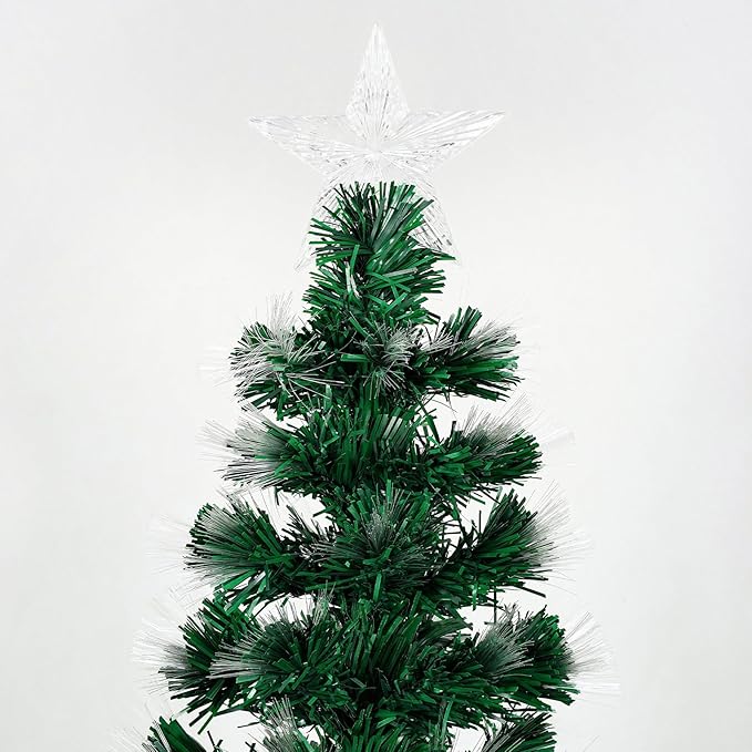 Uten 3 Color Fiber Optic Christmas Tree, 4 FT Pre-Lit Artificial Xmas Tree, PVC Material 125 Tips for Holiday Home Decor Indoor, Easy Assembly for Office, Decoration
