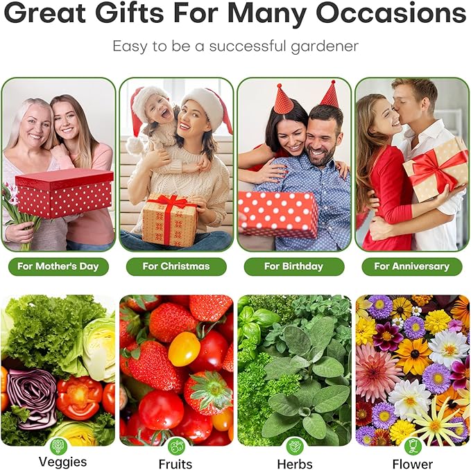 Ahopegarden Indoor Garden Hydroponics Growing System: 10 Pods Plant Germination Kit Herb Vegetable Growth Lamp Countertop with LED Grow Light - Hydrophonic Planter Grower Harvest Lettuce