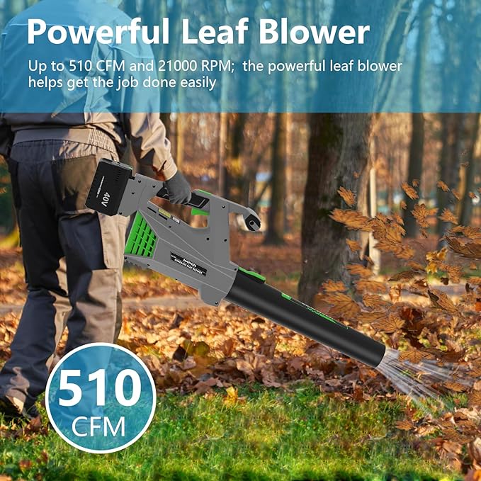 Cordless Leaf Blower with 40V 4.0Ah Battery and Charger for Patio Cleaning,Lawn Care,Snow,Blowing Leaves and Dust
