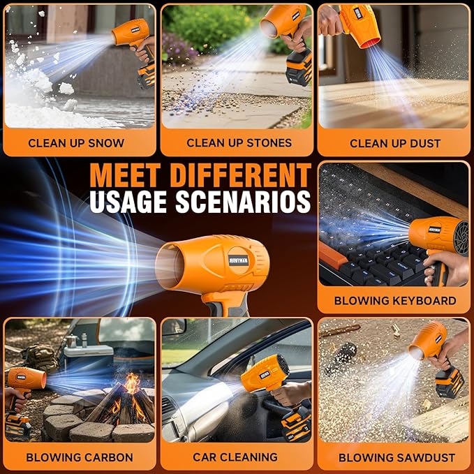 ALLOYMAN 20V Cordless Leaf Blower, 400CFM 180MPH Handheld Leaf Blower Cordless with Battery and Charger, Adjustable Speed Lightweight Blowers for Lawn Care, Patio, Leaves & Dust Cleaning